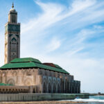 Beautiful view of the biggest mosque in Casablanca, Morocco. Hassan II Mosque.