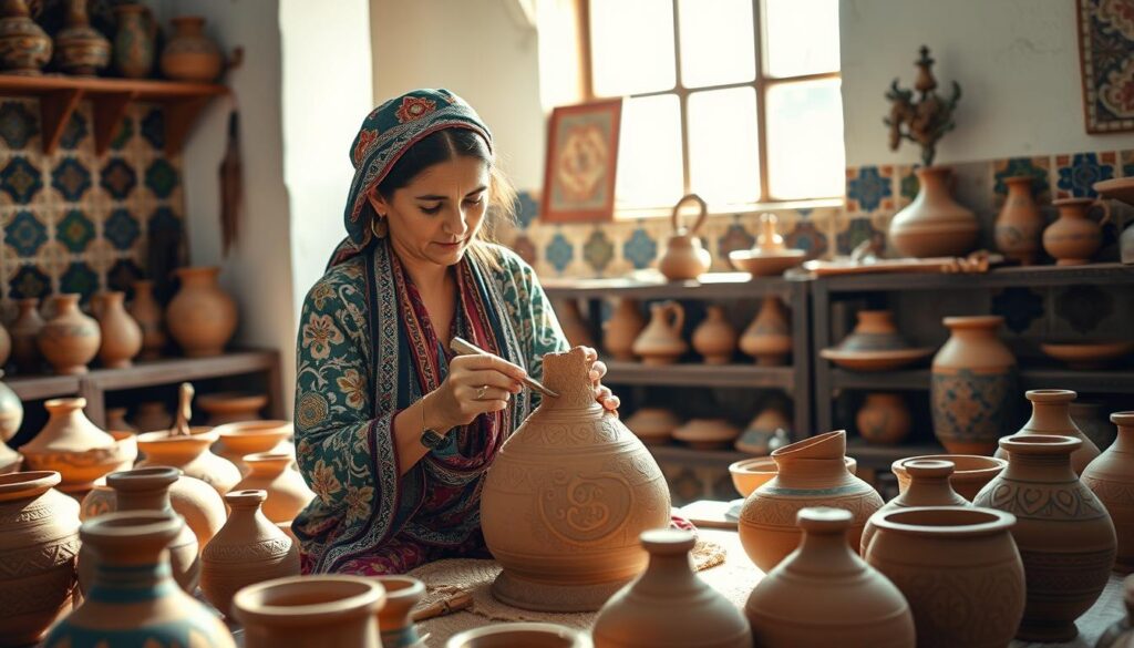 Woman designing a pot 